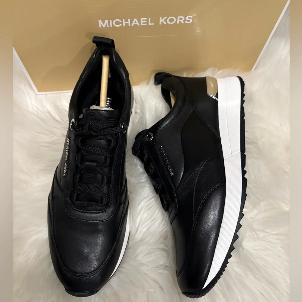 Michael Kors Allie Stride Leather and Nylon Trainer